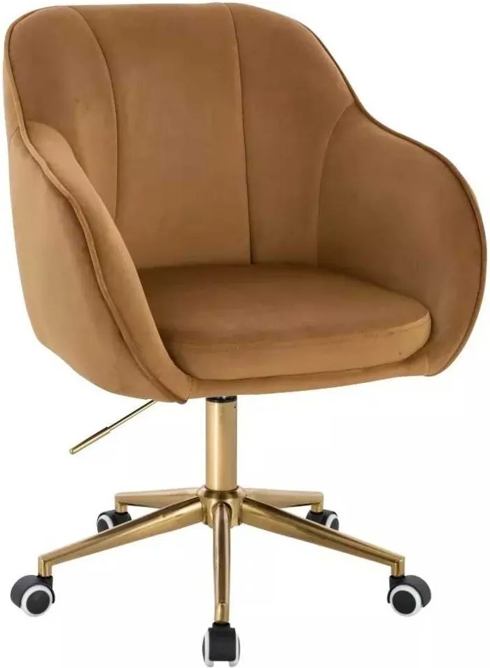 LuxuryForm DESIGN Stolička AVOLA VELUR na zlatej podstave s kolieskami - medová