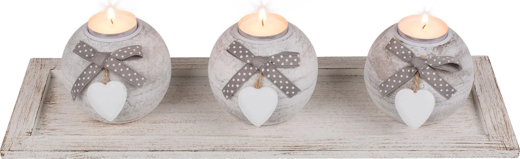 GiftyCity Drevená dekoratívna súprava svietnikov, srdce