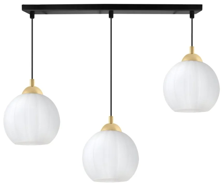 Závesné svietidlo Costa, 3x biele sklenené tienidlo, b/g