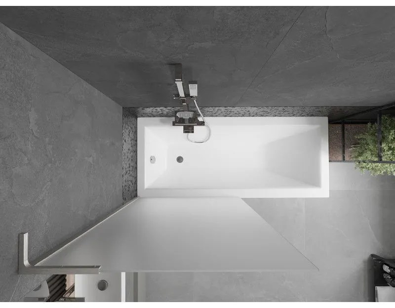 Mexen Next L, 1-krídlová vaňová zástena 90 x 150 cm, 6mm sklo námraza, 6mm číre sklo, profil brúsená oceľ, 895-090-000-03-30-97