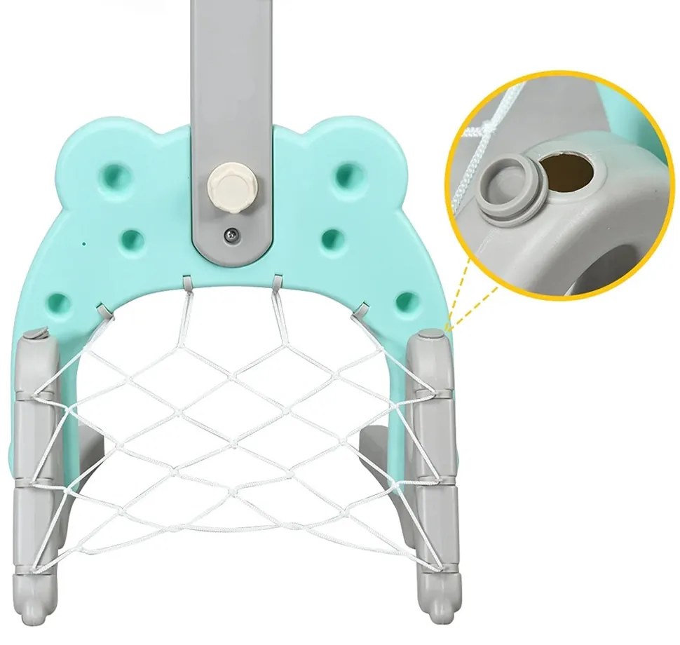 3 v 1 nastaviteľný basketbalový kôš s hádzaním krúžkov, modrý