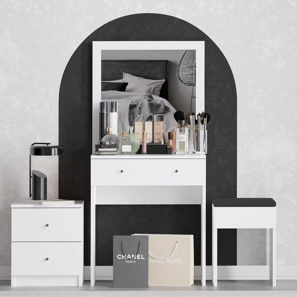 Toaletný stolík Nikki (Biela). Akcia -21%. Vlastná spoľahlivá doprava až k Vám domov. 1071718