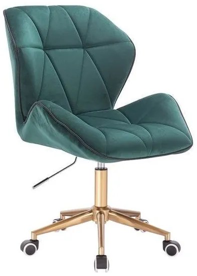 LuxuryForm DESIGN Stolička MILANO MAX VELUR na zlatej podstave s kolieskami - zelená