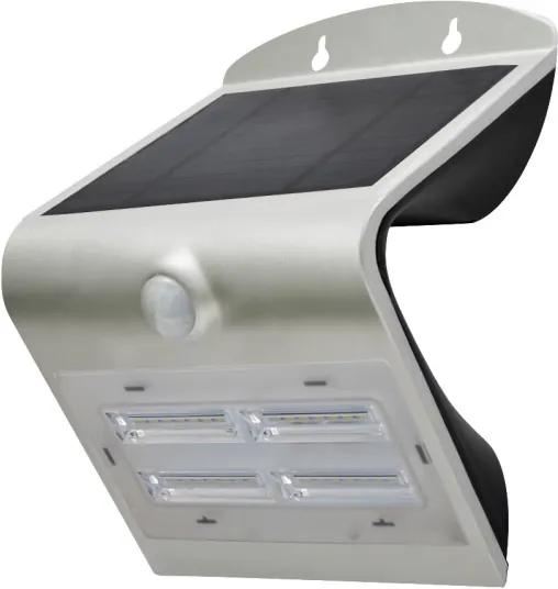 LEDKO LED Solárne nástenné svietidlo so senzorom LED/3,2W IP65 strieborné LDK08428L