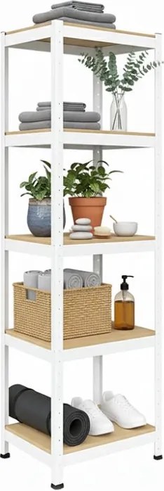 Akcia 20x Regál 180x40x40 cm lakovaný 5-policový, nosnosť 875 kg - biely