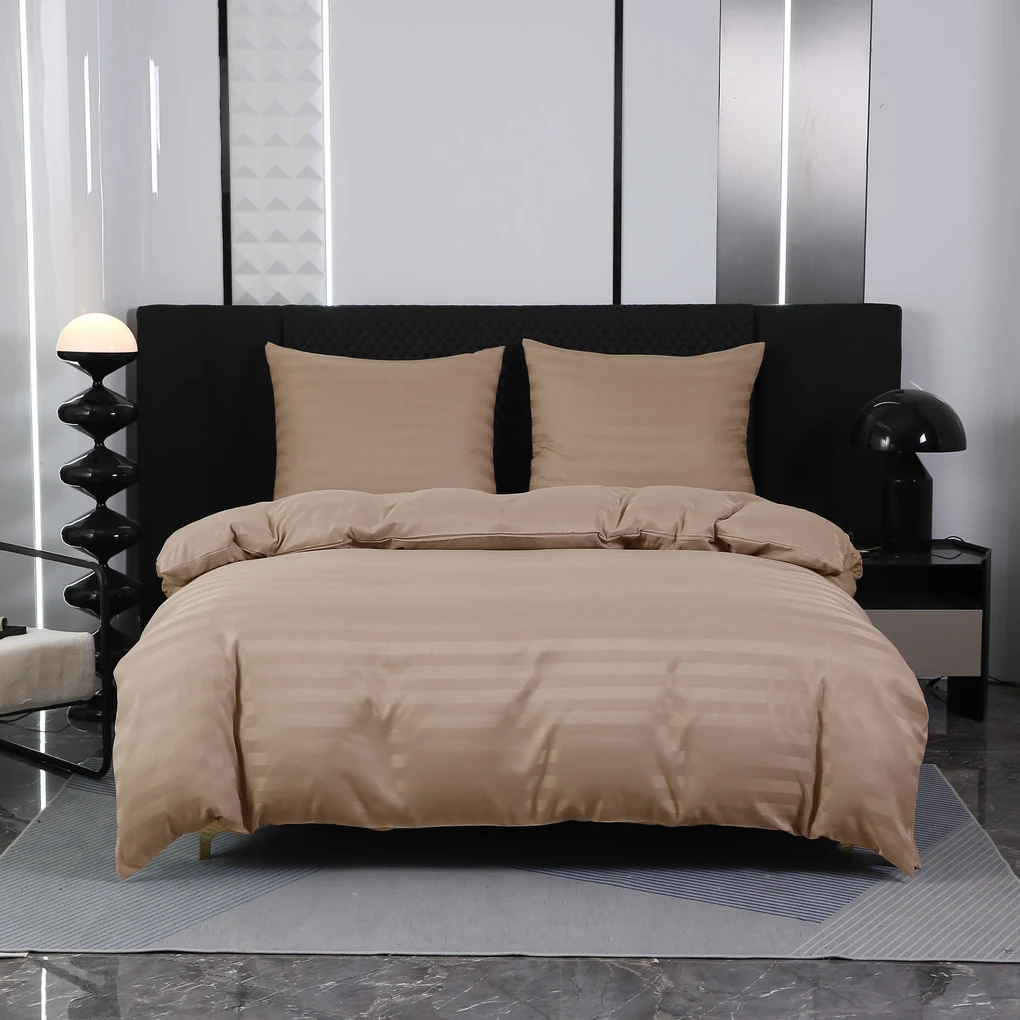 Hotelové obliečky z mikrovlákna JASMINE béžové - prúžok 2 cm, hotelové obálkové zapínanie Rozmer obliečky: 2 ks 70 x 90 cm | 200 x 220 cm