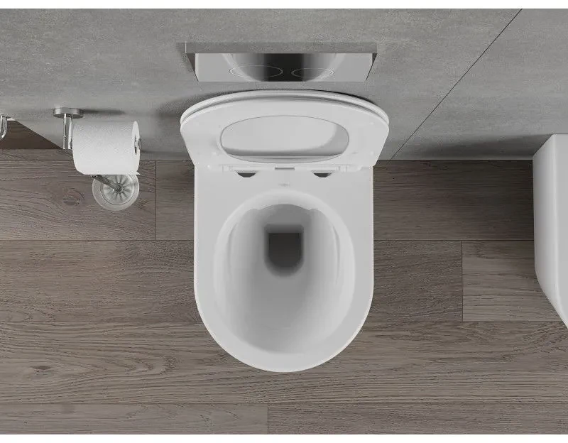 Mexen Rico Rimless závesné wc + slim pomaly padajúce sedátko z duroplastu, biala matná, 30724001