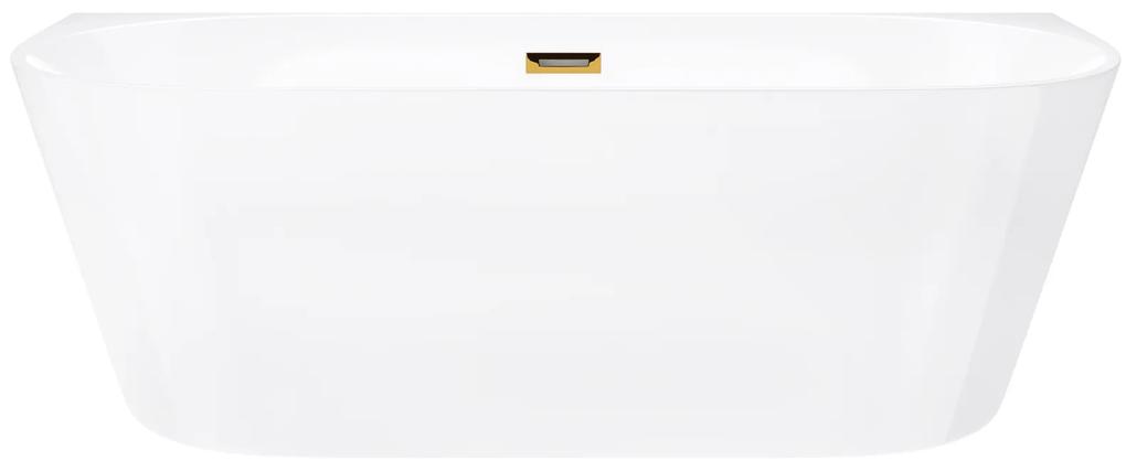 D‘Eluxe - VANE - Voľne stojaca akrylátová vaňa DREAMLINE MN29L xcm Voľne stojaca vaňa biela 159 75 58 159x75cm biela + Sifón CLIK CLACK - farba Zlatá