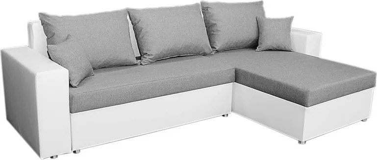 Rohová sedacia súprava Samba II, biela ekokoža/svetlo šedá látka