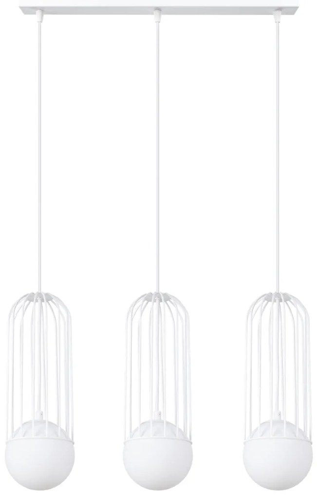 Závesné svietidlo Brina, 3x sklenené/biele kovové tienidlo