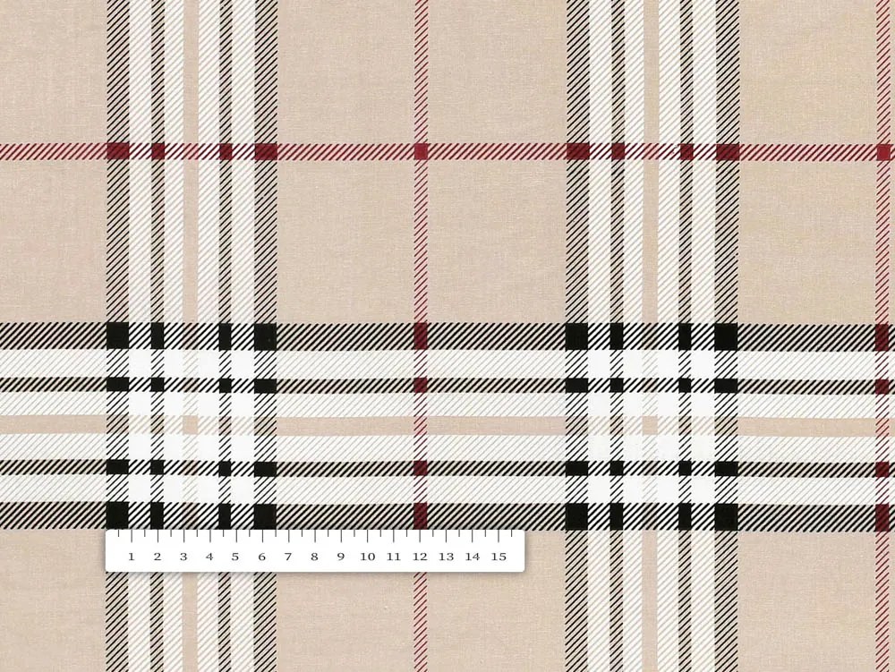 Biante Bavlnená obliečka na vankúš Sandra SA-548 Čierno-červeno-biele káro na béžovom 70 x 90 cm