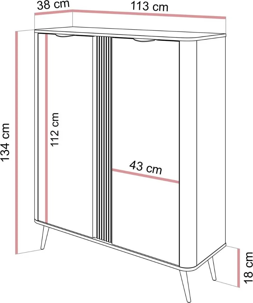 VYSOKÁ KOMODA VALMONT DUB DUNIN 113 cm