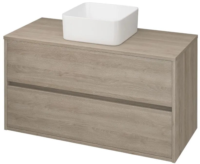 Cersanit Crea, závesná skrinka pod umývadlo na dosku 100cm, dub, S924-012