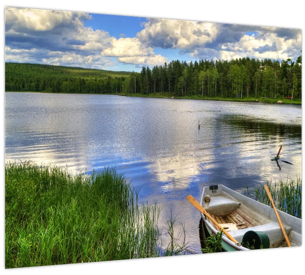 Sklenený obraz - Malebná dedina (70x50 cm)