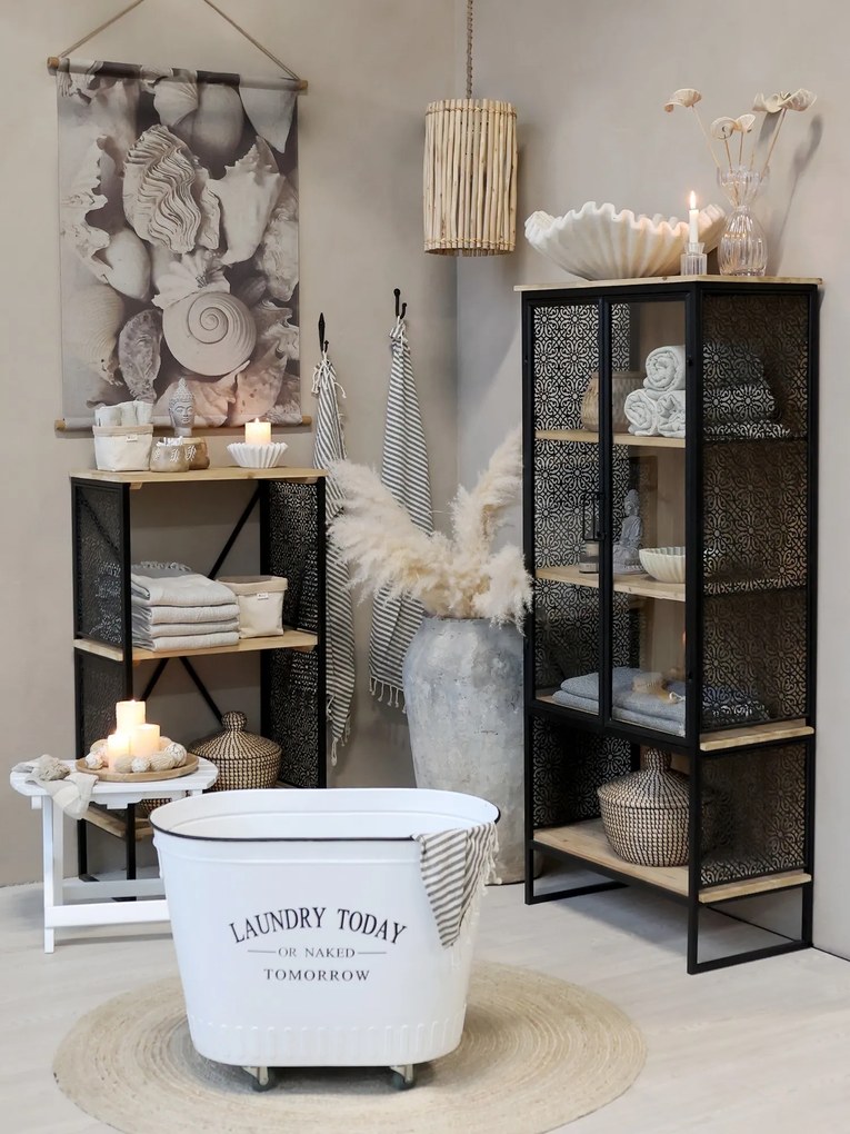 Prírodné antik závesné svetlo s ratanovým tienidlom Lamp rattan - Ø 50*54cm/ E27/ 40W