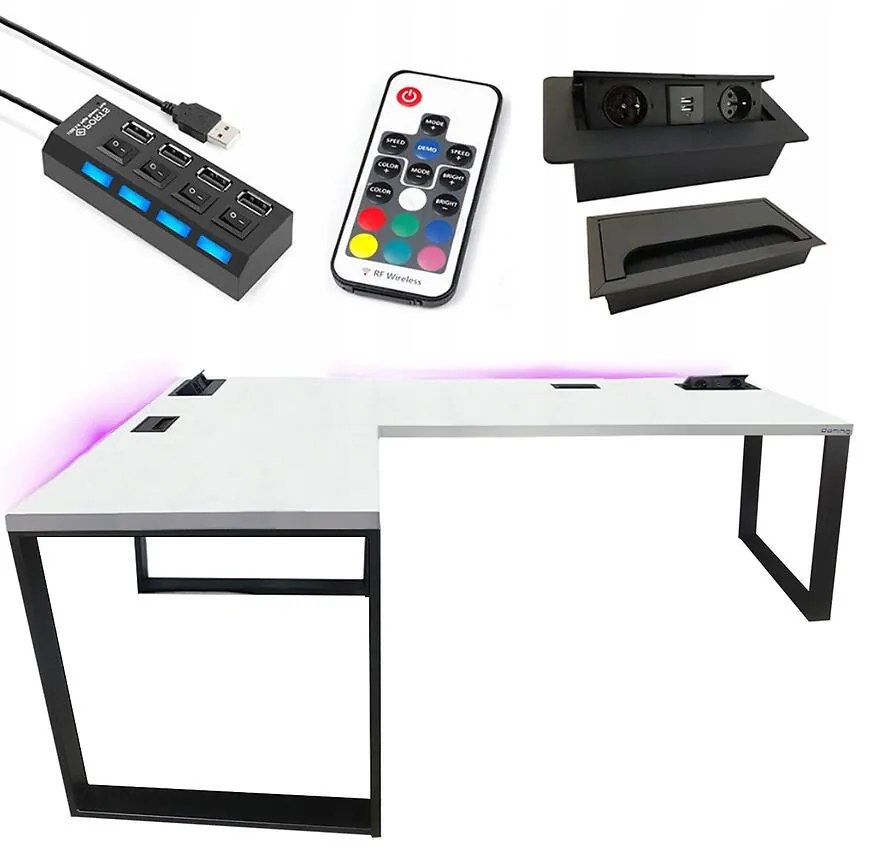 Písací Stôl Roh. Loft Top Biely 202x136x3,6 Model 3