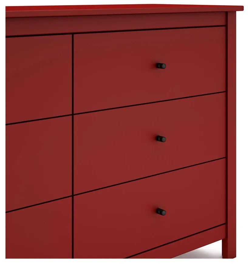 Červená nízka komoda z borovicového dreva 130x80 cm Misti – Marckeric