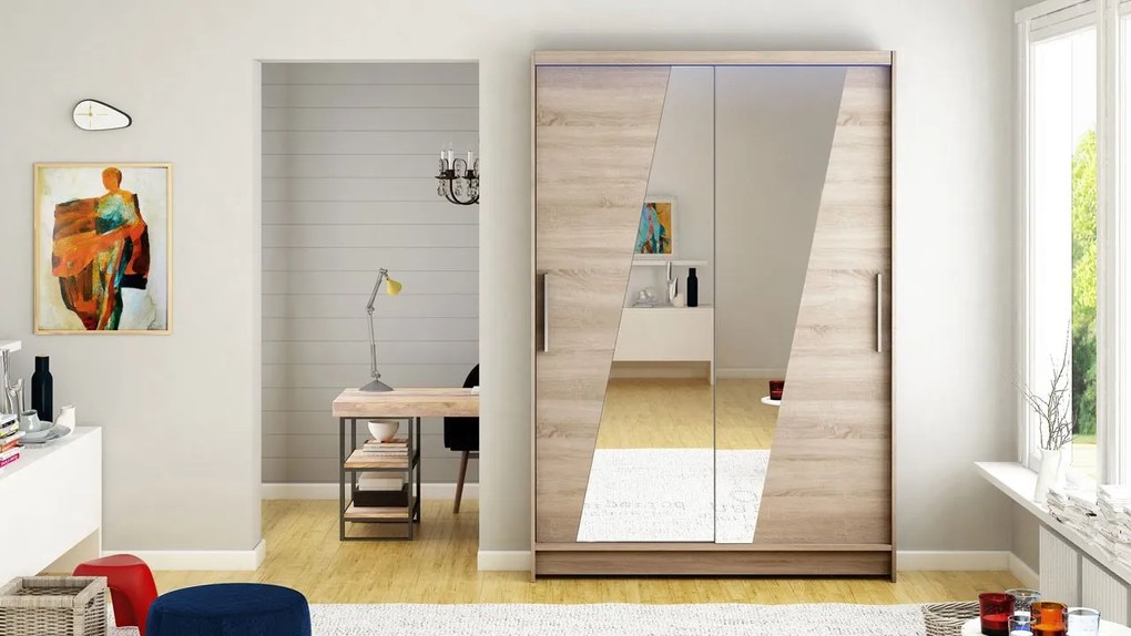 Posuvná skriňa Ada VIII, Farby: kašmír, Osvetlenie: osvetlenie LED RGB - farebné