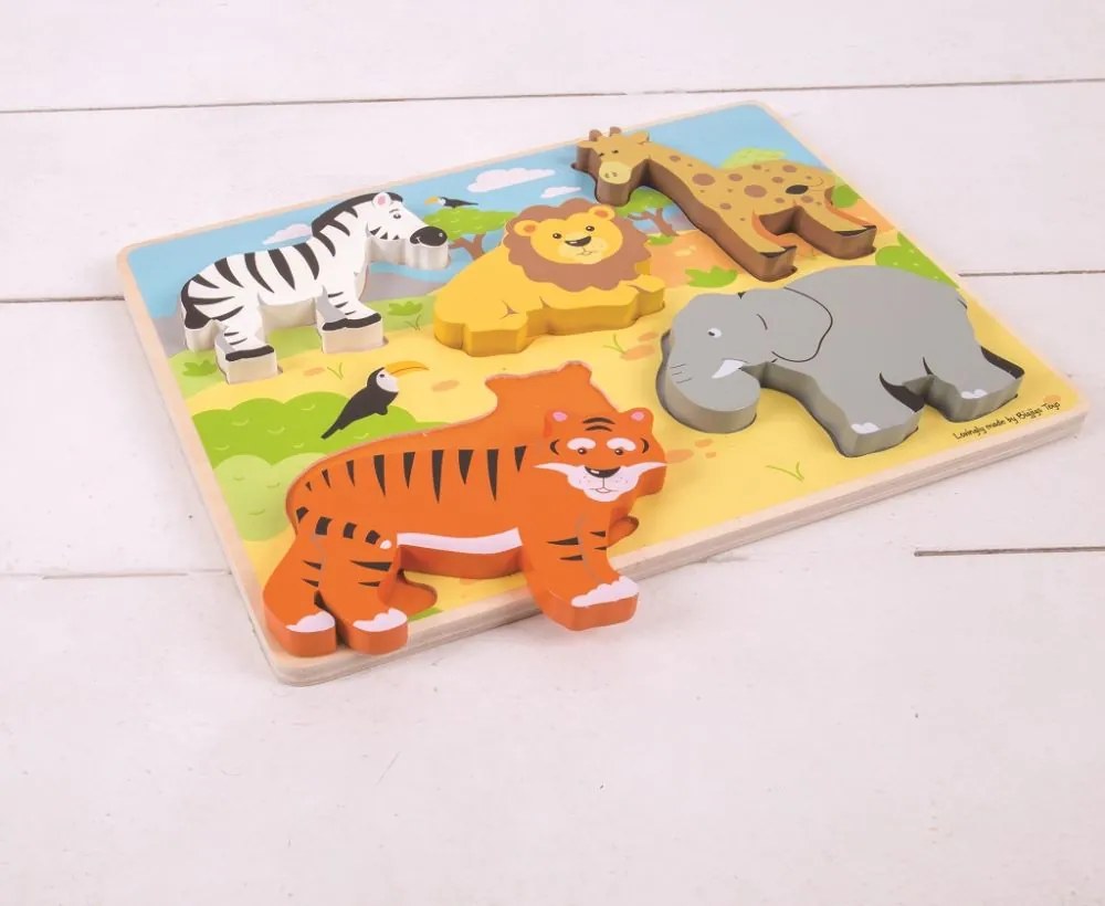 Bigjigs Toys Hrubé vkladacie puzzle safari