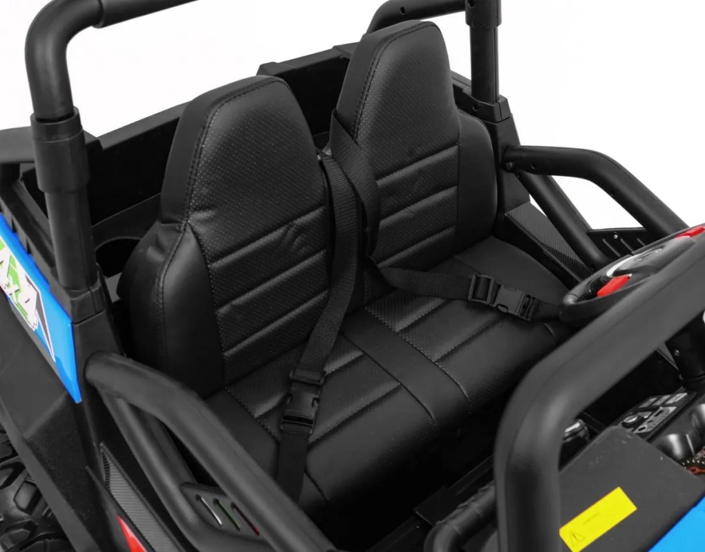 Ramiz Terénna bugina Strong pre deti modrá + pohon 4x4 + diaľkové ovládanie + nosič batožiny + rádio MP3 + LED