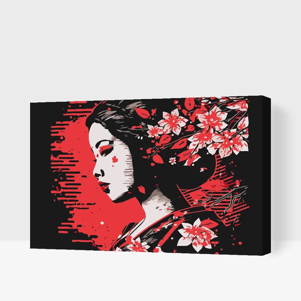 Gario Maľovanie podľa čísel Gejša Rozmery: 80 x 60 cm, Rámovanie: Iba zrolované plátno