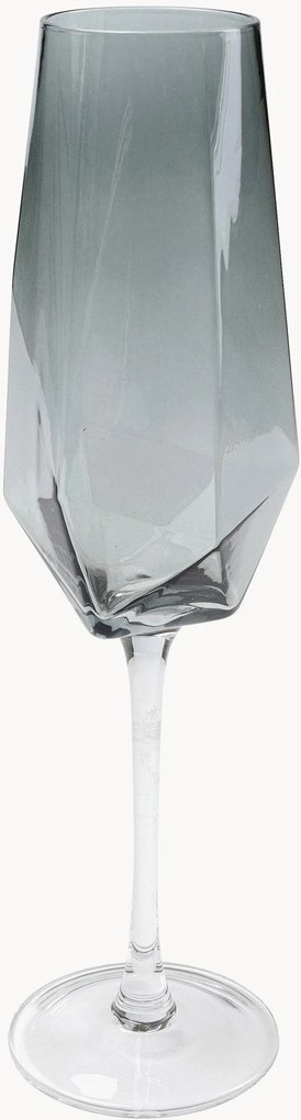 Ručne vyrobené poháre na šampanské Diamond, 4 ks