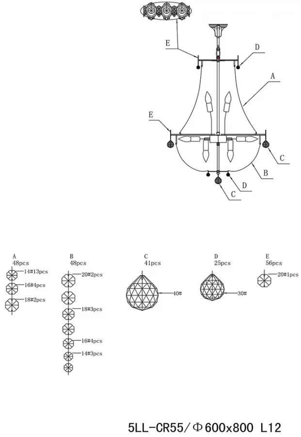 Krištáľový luster transparent Ø60*85