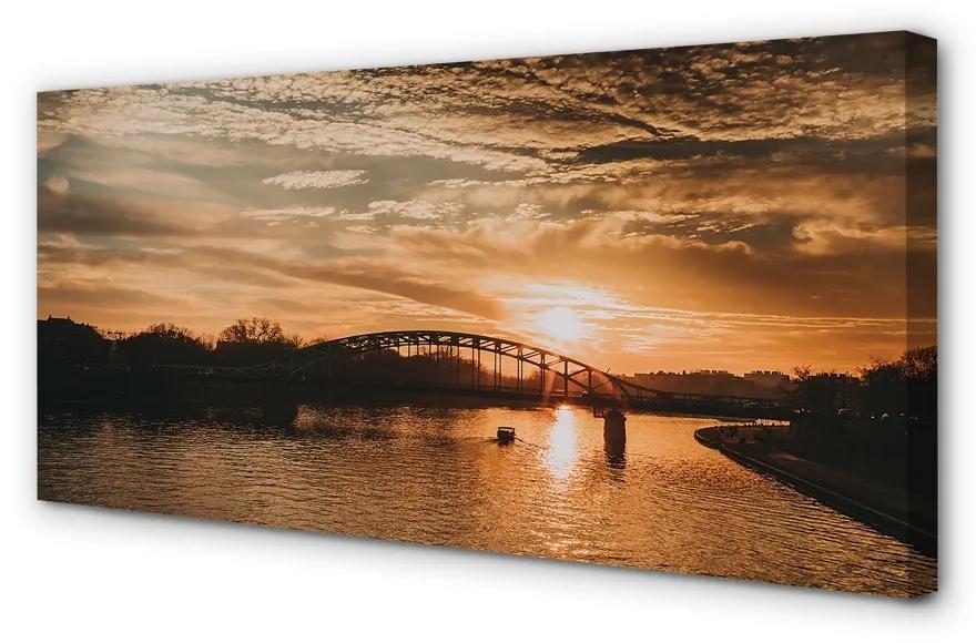 Obraz na plátne Krakow river bridge sunset 140x70 cm