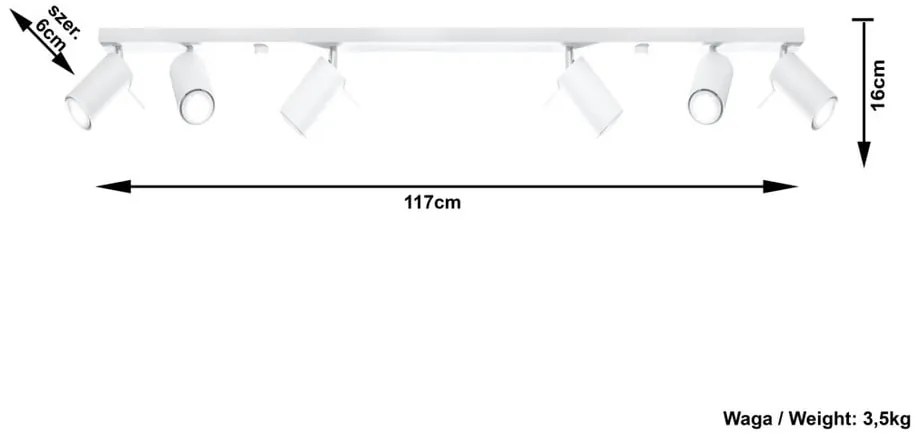 Biele stropné svietidlo Sollux Etna 6L