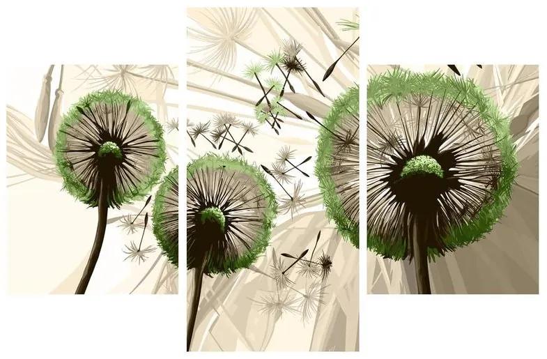 Obraz páperia zelených púpav (90x60 cm)