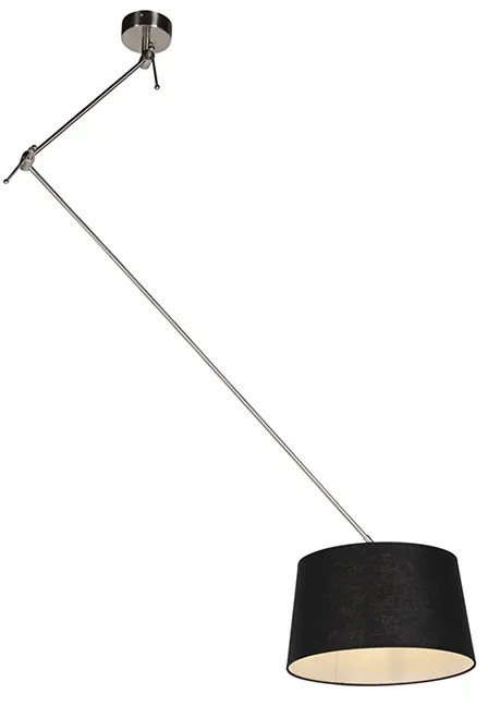 Osvetlenie na závesenie z ocele s čiernym ľanovým tienidlom 35 cm - Blitz