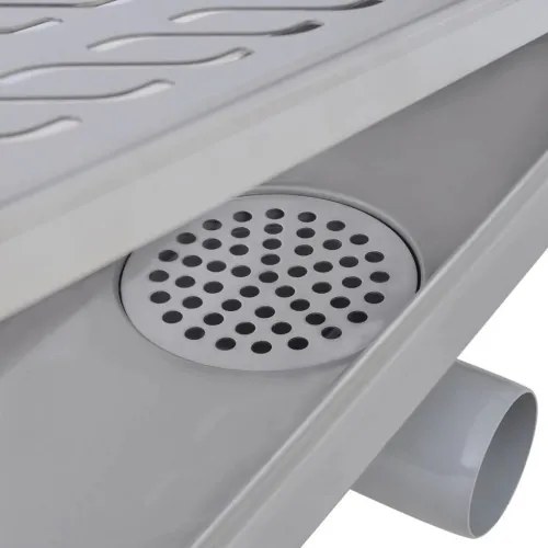 vidaXL Rovný sprchový odtok s vlnkami, 730x140 mm, nerezová oceľ-