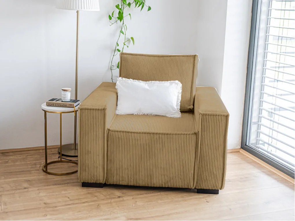 Kreslo s taburetom SMART SET, horčicová