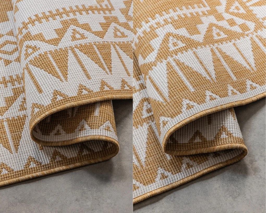 ELLE Decoration, Kusový koberec Gemini 106022 Ochre z kolekcie Elle – na von aj na doma, 80x150, žltá, chodba / predsieň
