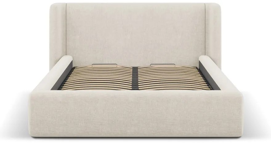 Krémovobiela čalúnená dvojlôžková posteľ s úložným priestorom s roštom 140x200 cm Jason – Windsor & Co Sofas