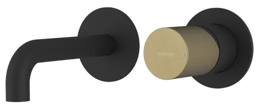 Sapho Sapho, ULTRATAP 2-prvková podomietková umývadlová batéria, hubica 16cm, čierná mat/zlato mat, UT118TBG