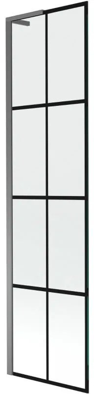 Mexen Next L, 1-krídlová vaňová zástena 50 x 150 cm, 6mm číre sklo-čierny vzor, grafitový profil, 895-050-000-03-77-95