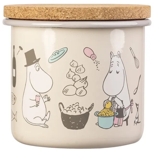 Dóza s vrchnákom Moomins Bon Appétit 1,3l, smalt-korok / béžová