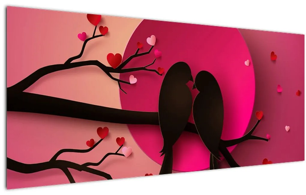 Obraz - Zamilované vtáčiky (120x50 cm)