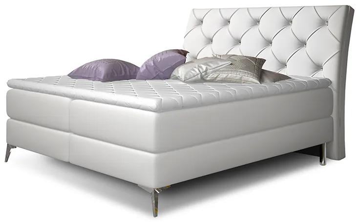 Čalúnená manželská posteľ s úložným priestorom Amika 180 - biela