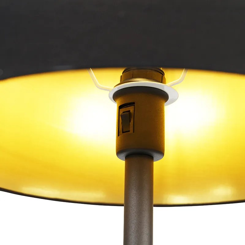 Klasická stojaca lampa čierna so zlatom a lampou na čítanie - Retro