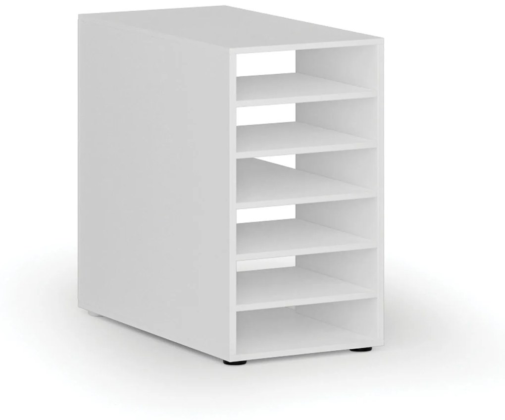 Prístavná policová skrinka k pracovnému stolu PRIMO WHITE, pravá, biela