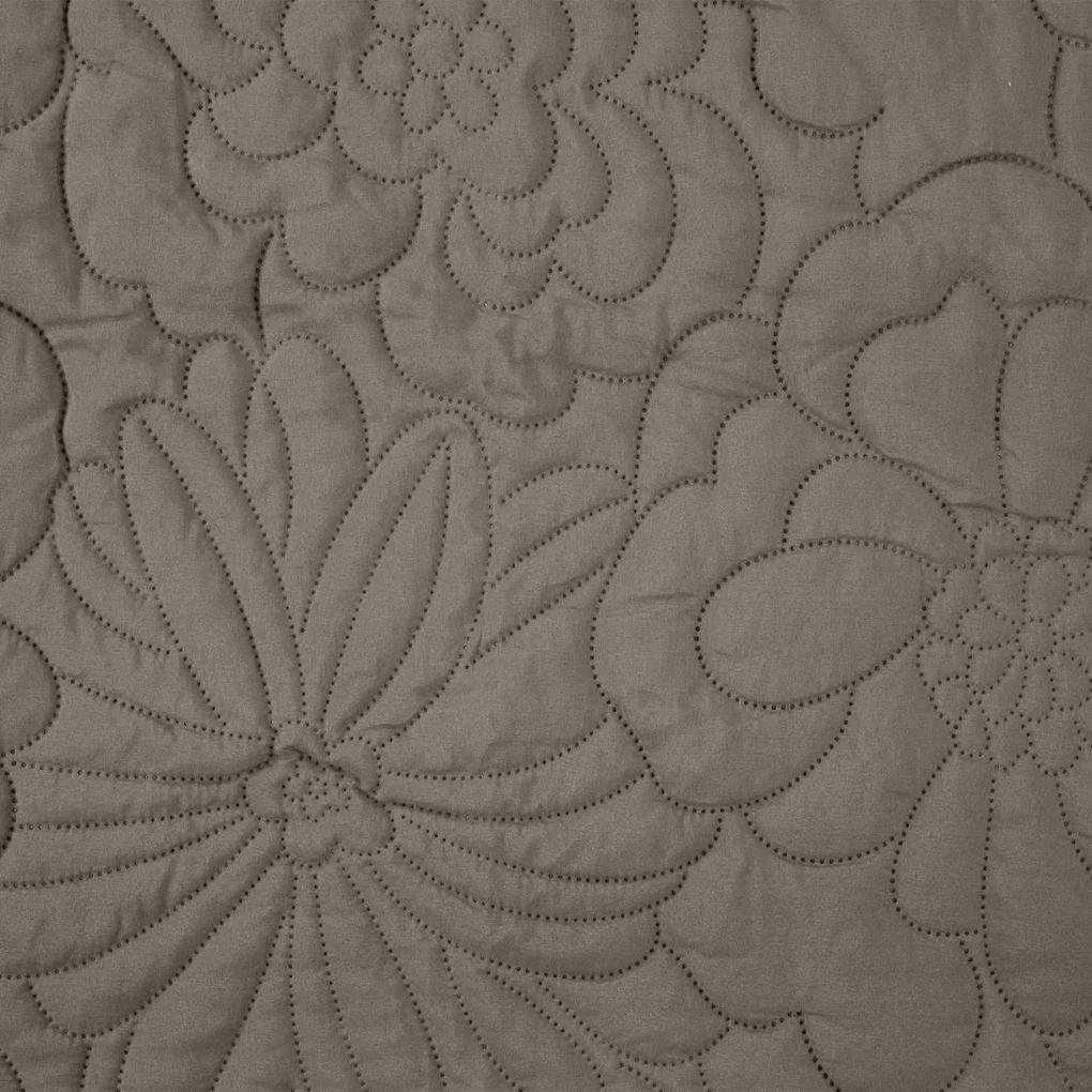 Jednofarebný prehoz na posteľ so vzorom kvetov, tmavobéžový-PostelnePrehozy.sk