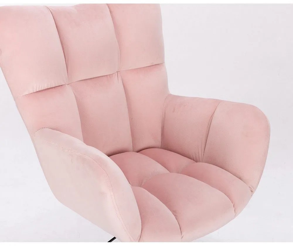 LuxuryForm DESIGN Otočné kreslo AURORA VELUR na zlatom kríži - svetloružové