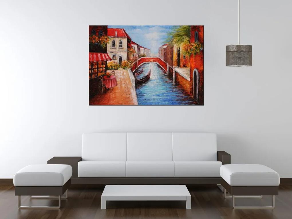 Gario Ručne maľovaný obraz Pokojná ulica v Benátkach Rozmery: 120 x 80 cm