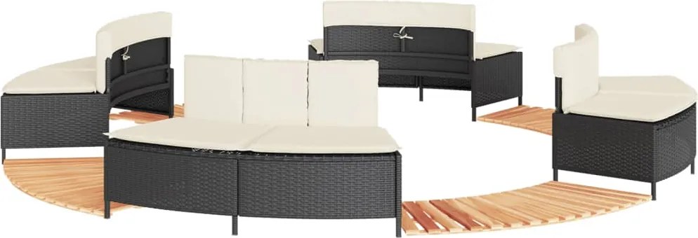 vidaXL Rám k vírivke, čierny, polyratan a akáciový masív