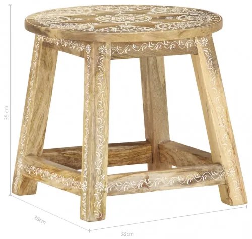 vidaXL Ručne maľovaná stolička 38x38x35 cm masívne mangovníkové drevo-