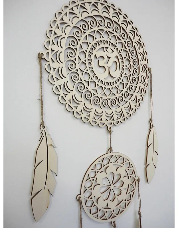 Drevený lapač snov OM Mandala - Boho dekorácia na stenu I SENTOP PR0001