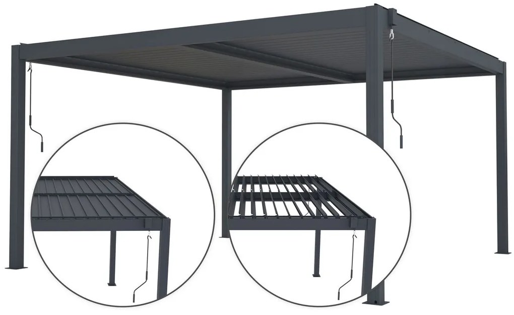 G21 Bioklimatická pergola Austin 4x4 m, antracitová hliníková