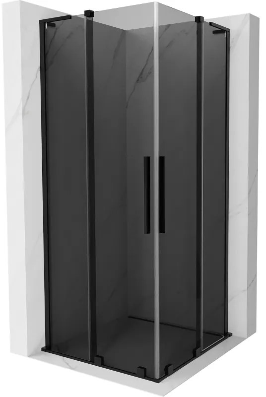Mexen Velar L Duo, sprchový kút s posuvnými dverami 80 x 80 cm, 8mm šedé sklo, čierna matná, 871-080-080-02-43-70